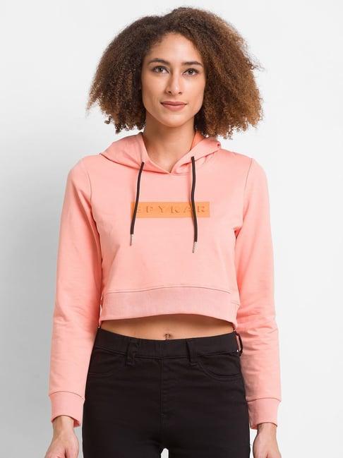 spykar peach printed sweatshirt