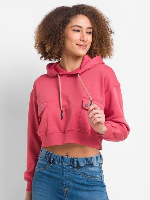 spykar pink full sleeves sweatshirt