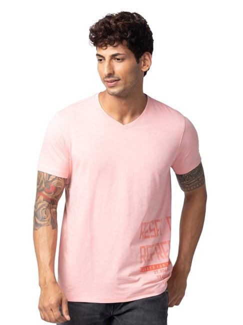 spykar pink slim fit t-shirt