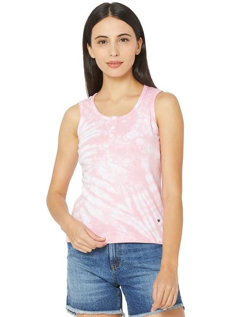 spykar pink tie - dye top