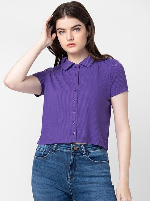 spykar purple cotton shirt