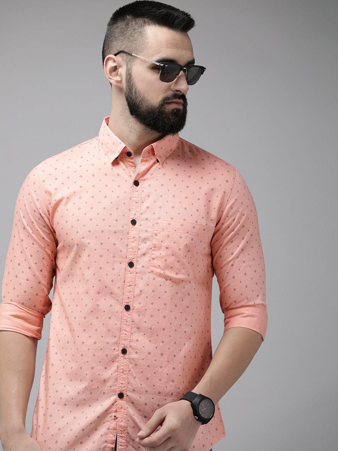 spykar slim fit ethnic motifs printed pure cotton casual shirt