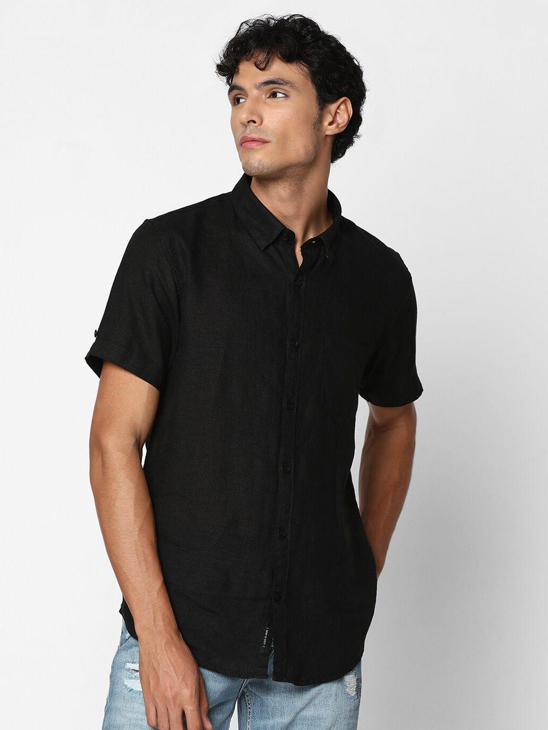 spykar slim fit opaque linen casual shirt