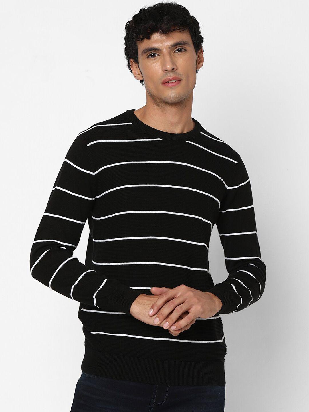 spykar striped round neck cotton pullover
