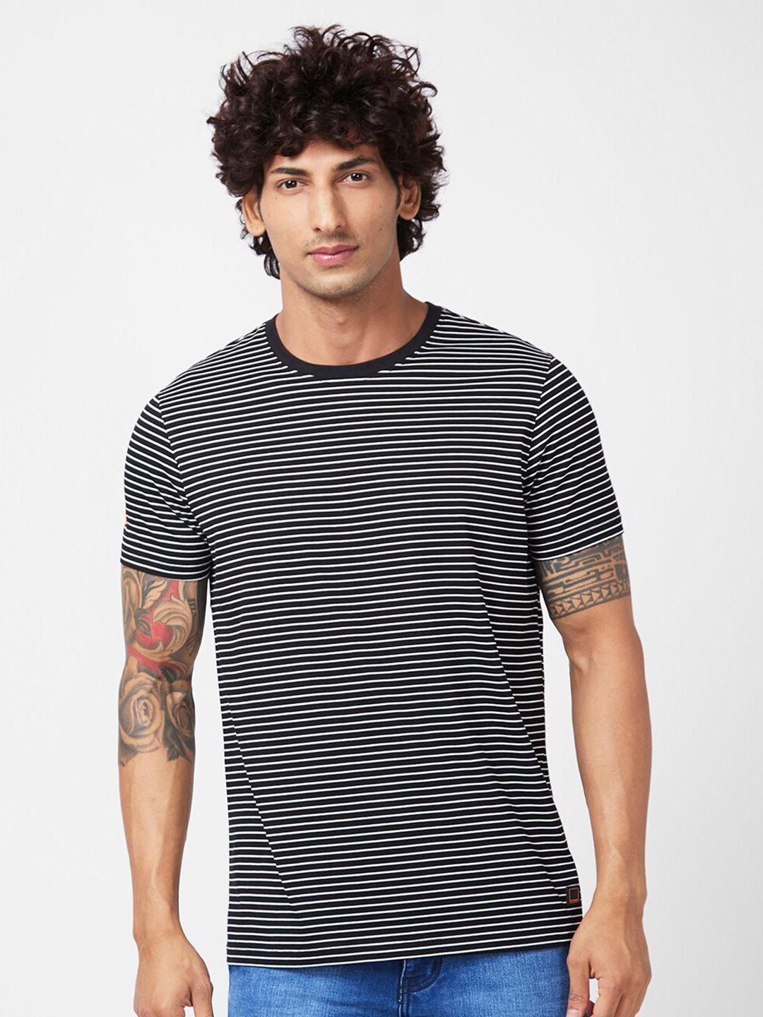 spykar striped slim fit cotton t-shirt