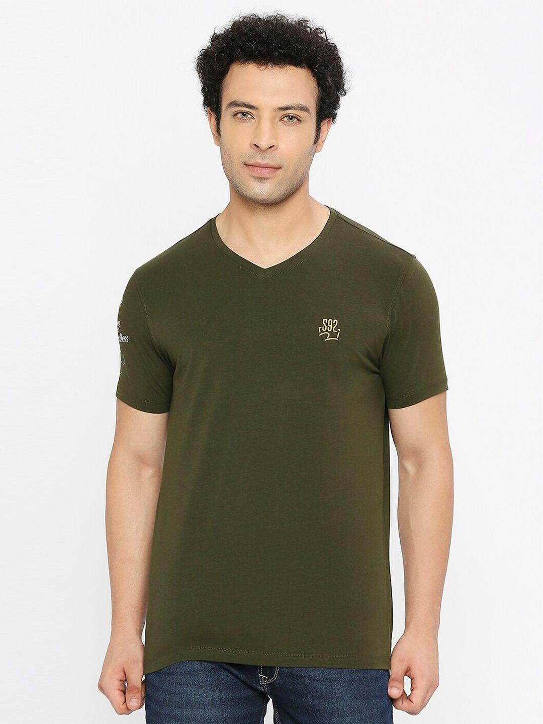 spykar v-neck short sleeves cotton casual t-shirt