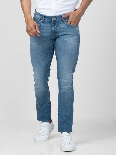 spykar vintage blue cotton slim fit jeans