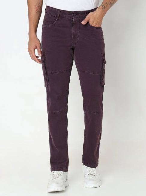 spykar wine regular fit cargos