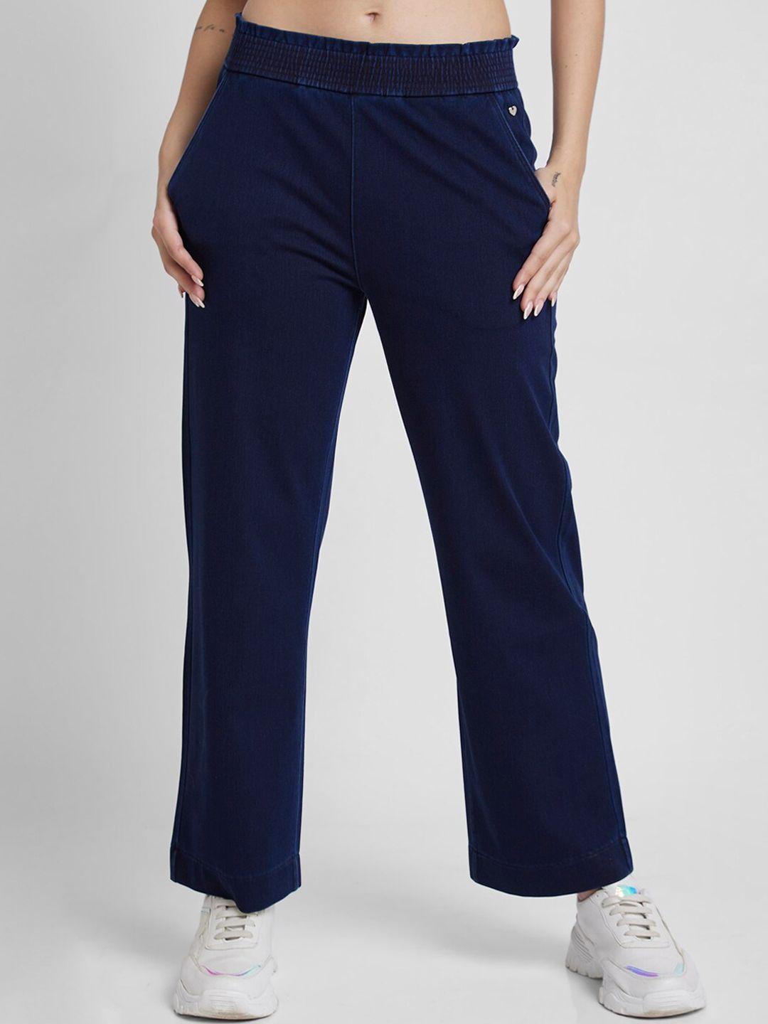 spykar women ankle-length tapered fit track pants