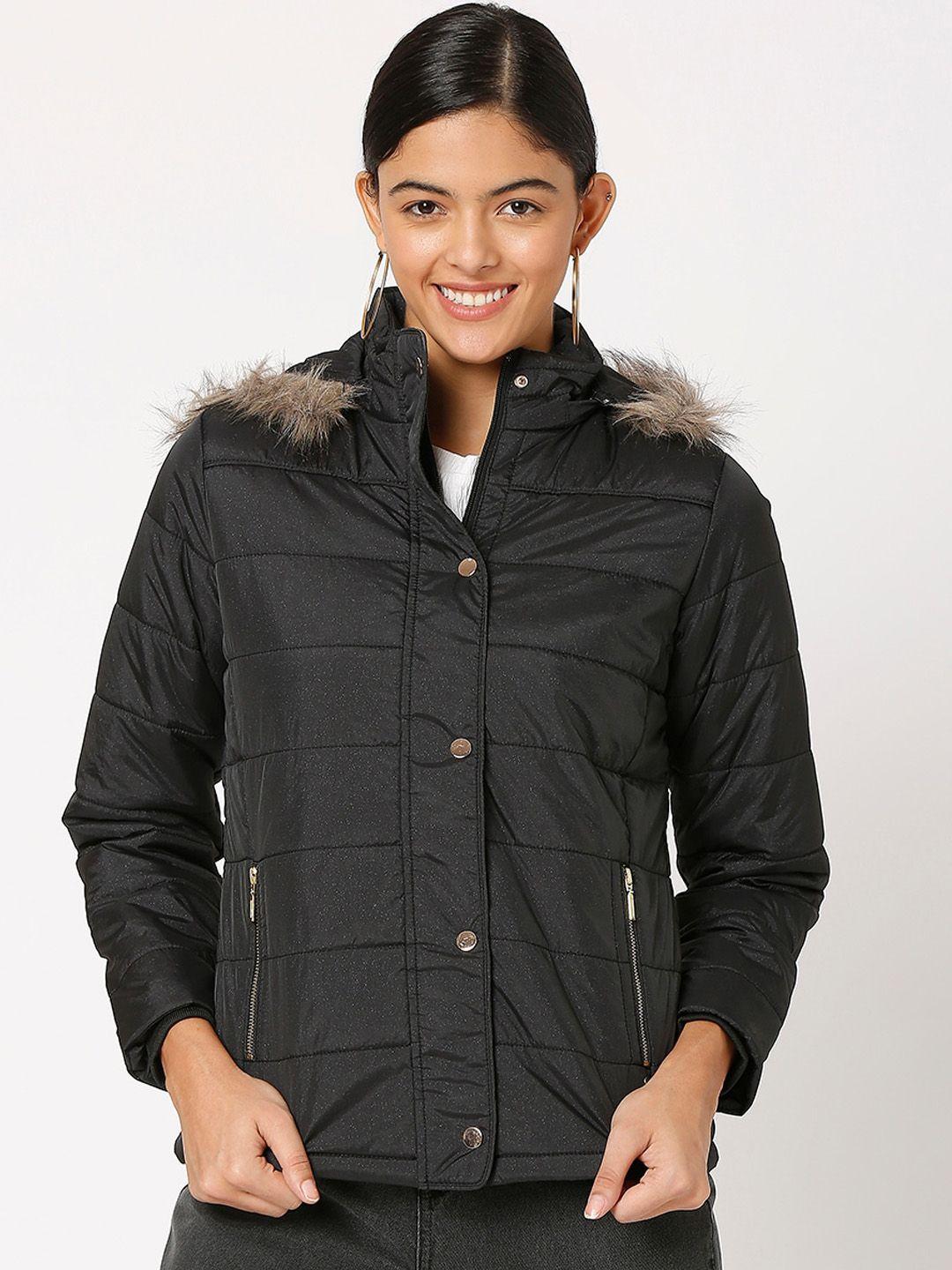 spykar women black casual padded jacket