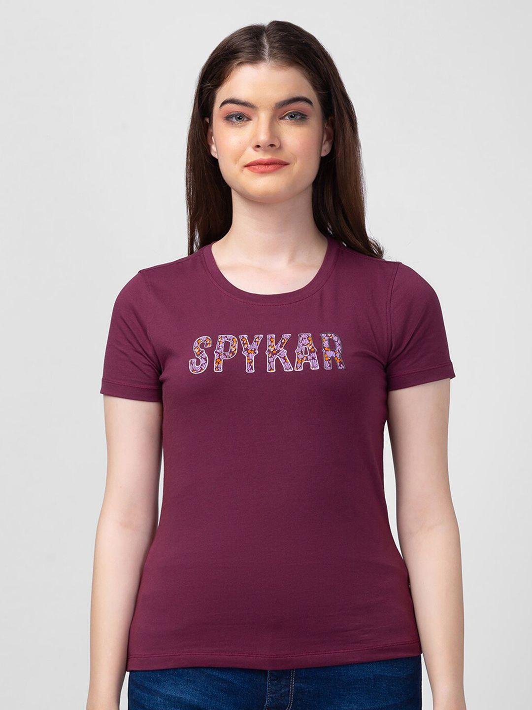 spykar women cotton slim fit t-shirt