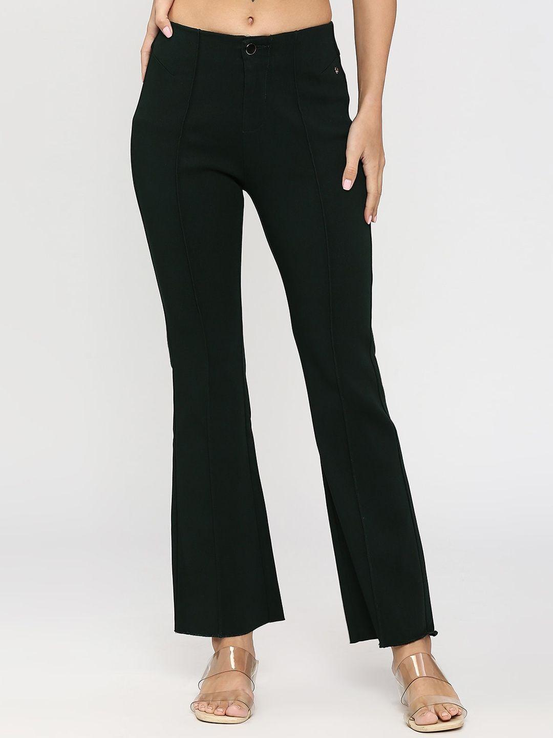 spykar women mid rise flared cotton bootcut trousers