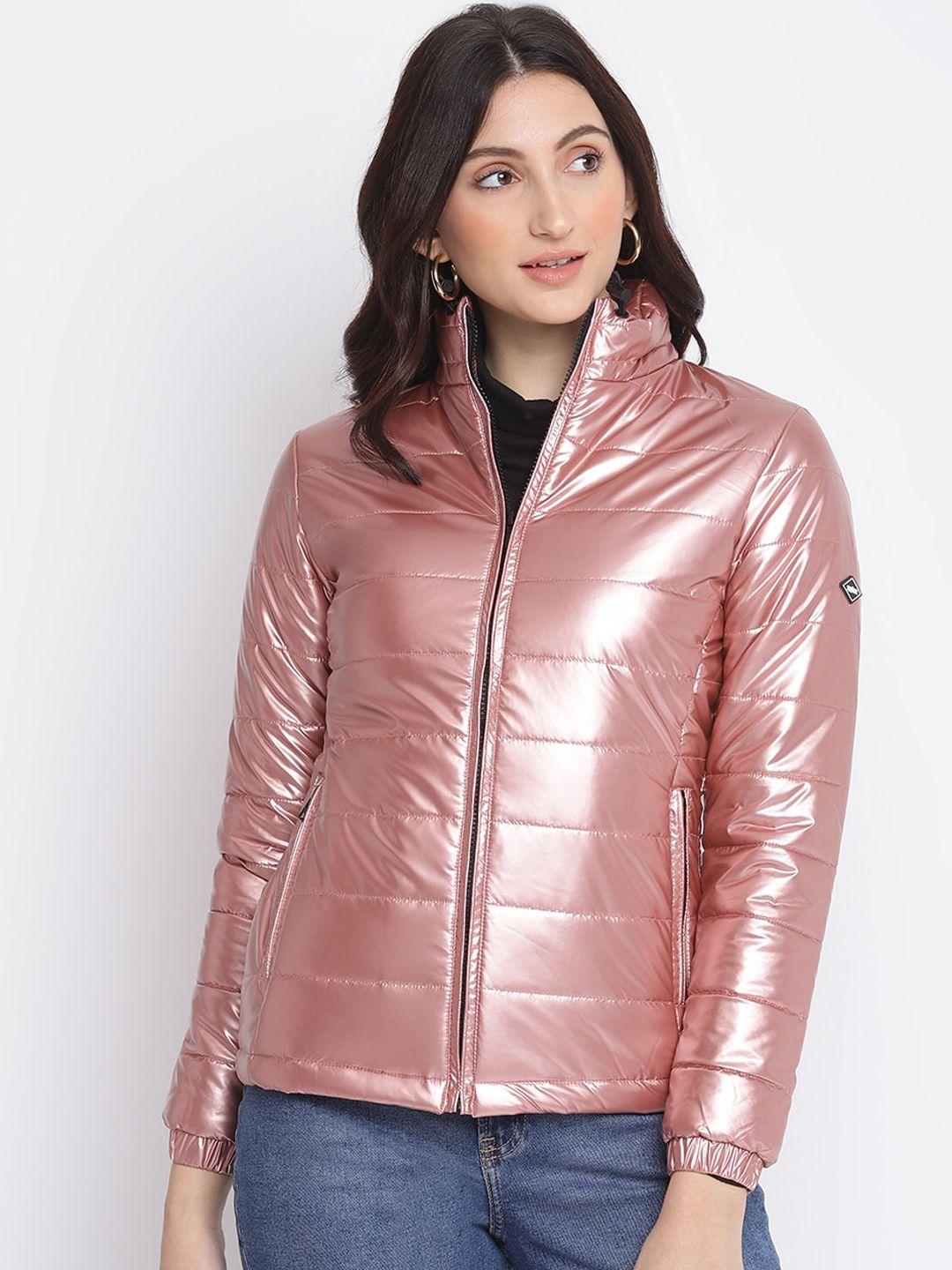 spykar women rose gold toned puffer jacket