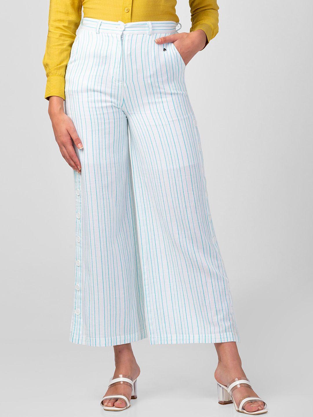 spykar women striped cotton trousers