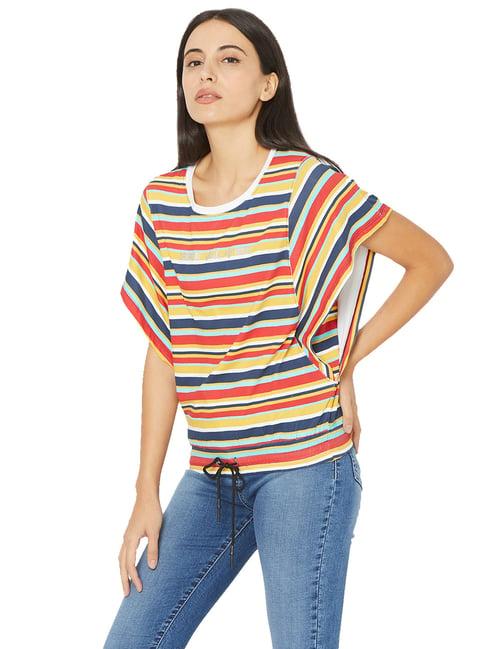 spykar yellow & blue striped top