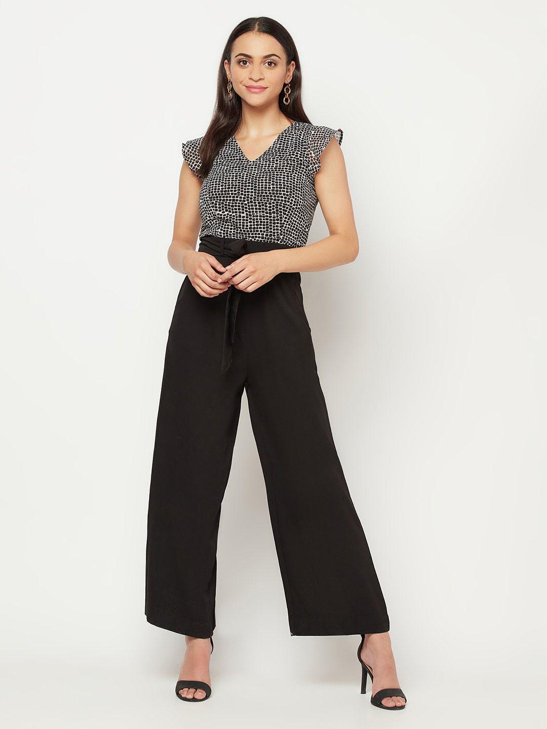sqew micro ditsy printed v-neck culotte jumpsuit
