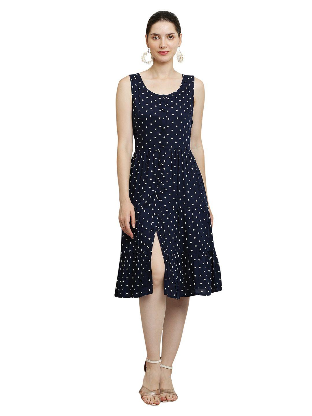 sqew polka dots printed a-line dress