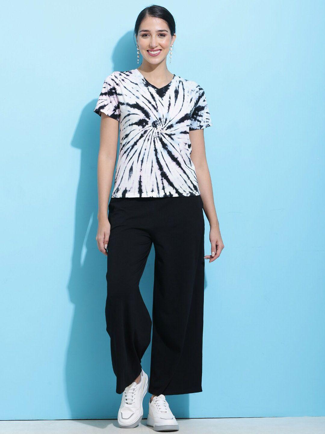 sqew women tie & dye t-shirt with trouser co-ords