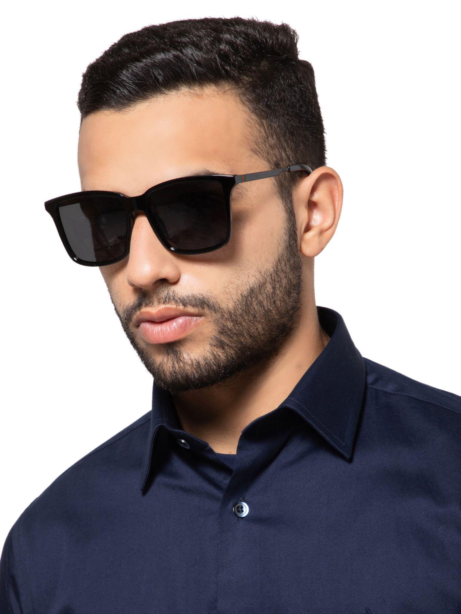 square 100% uv protect hd vision sunglasses black