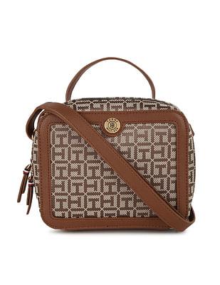 square jacquard monogram sling bag