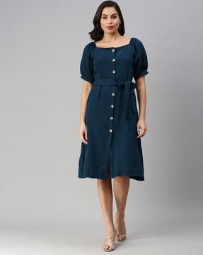 square neck a-line dress