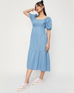 square neck a-line dress