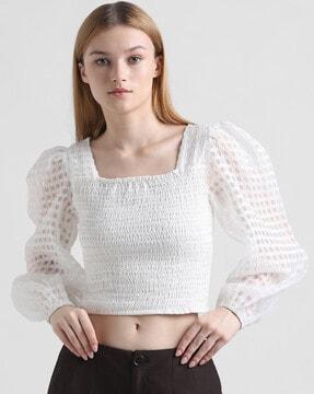 square-neck blouson top