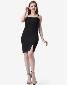 square-neck bodycon dress