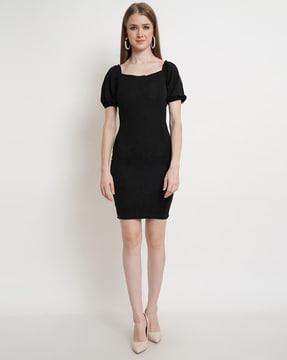 square-neck bodycon dress