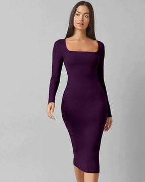 square-neck bodycon dress