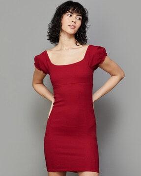 square-neck bodycon dress