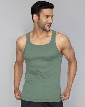 square-neck cotton vest