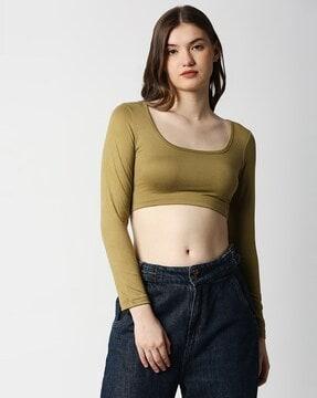 square-neck crop top