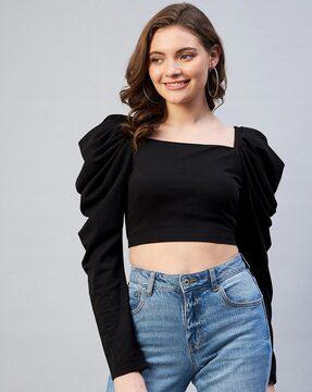 square-neck crop top