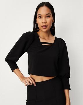 square-neck crop top