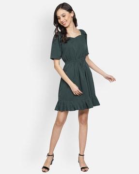 square neck fit & flare dress
