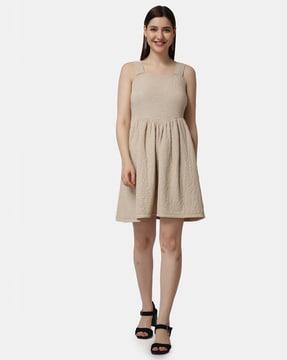 square-neck fit & flare dress