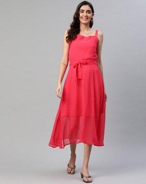 square-neck fit & flare dress