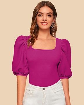 square-neck fitted top