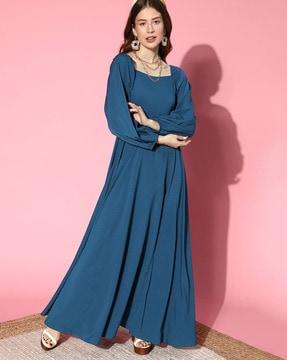 square-neck gown dress with side slit