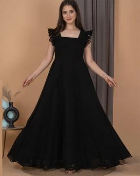 square neck gown dress