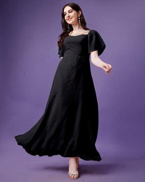 square-neck gown dress