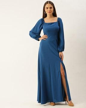 square neck gown dress