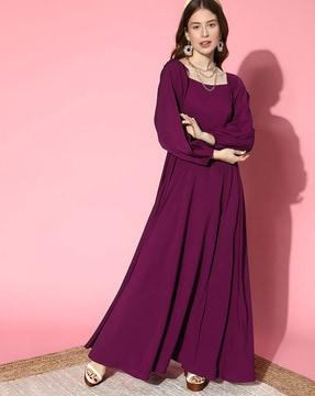 square-neck gown with front slit