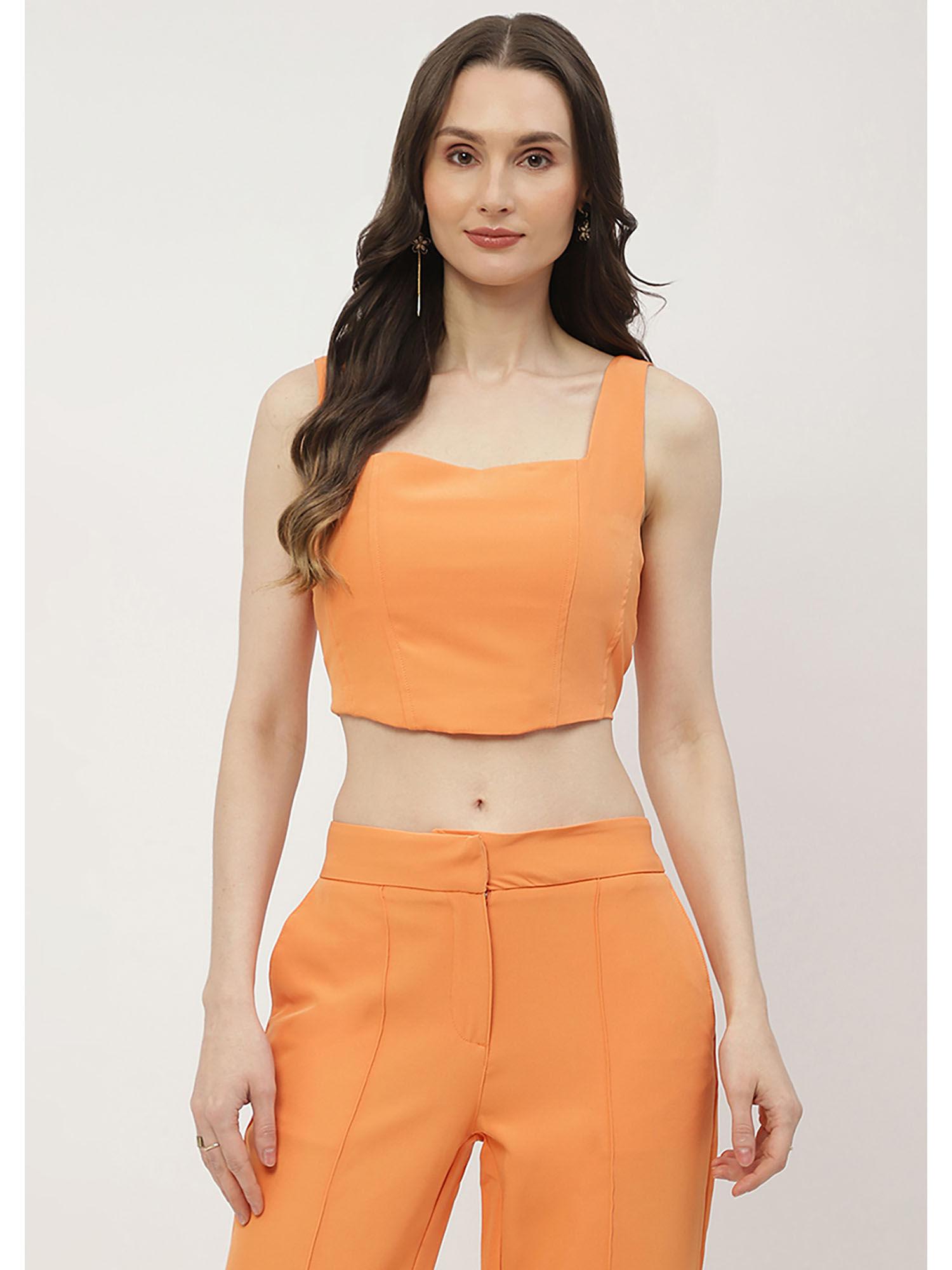 square neck orange crop top