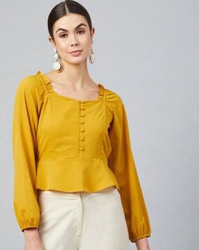 square-neck peplum top