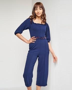 square-neck playsuit with belt