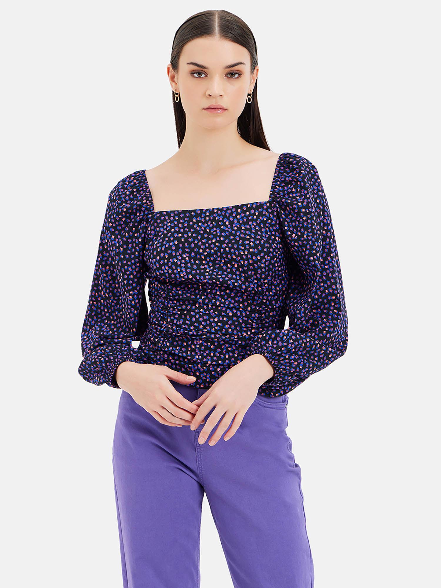 square neck printed top