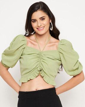 square neck ruched top