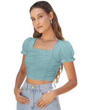 square-neck ruched top